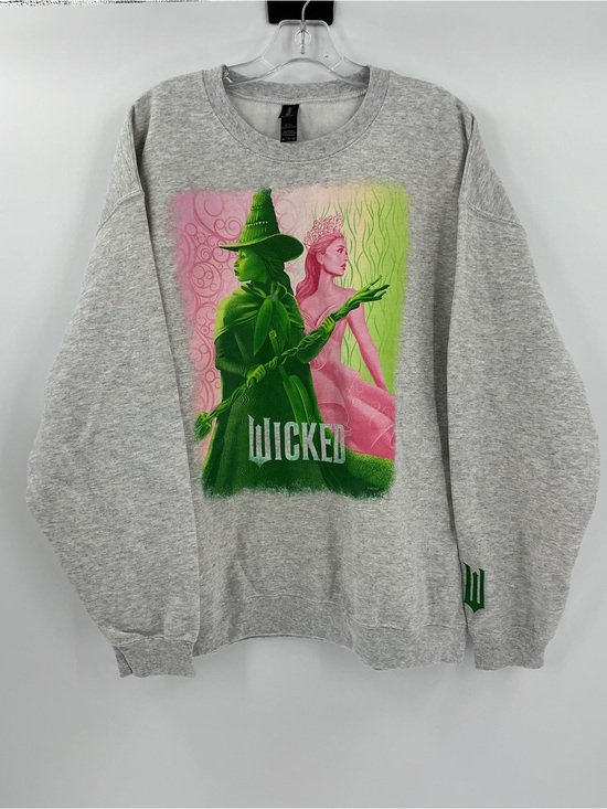 Gildan Sweaters - Gildan Grey Crewneck Sweatshirt with Green & Pink Wicked Graphic